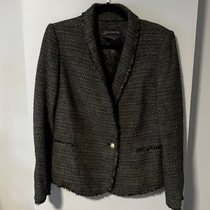 Zara | Tweed Fringe Hem Blazer